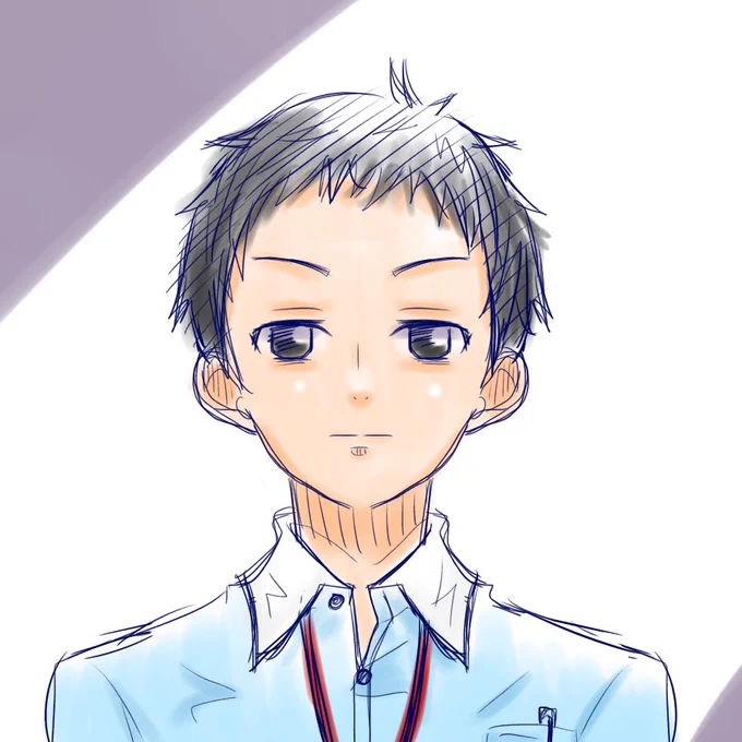 初めて描いた…誰ぇ…男性難しい…