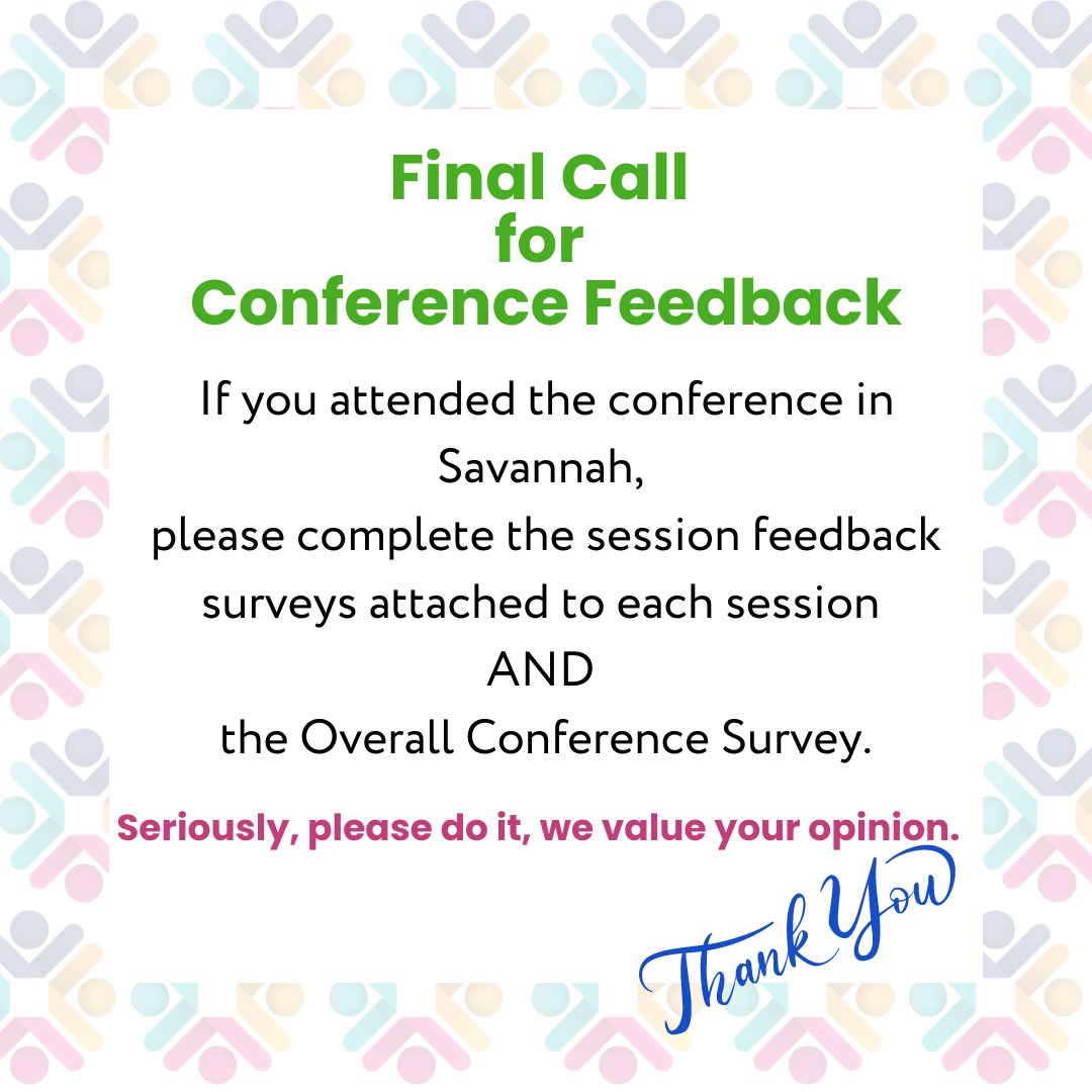 Now that conference is over, ERICSA begins to look forward to our next conference.  

Please complete the Session Feedback and the Overall Conference Survey on the Whova conference app.  It really does matter. Your feedback shapes the program for next year. 
#ERICSA60th