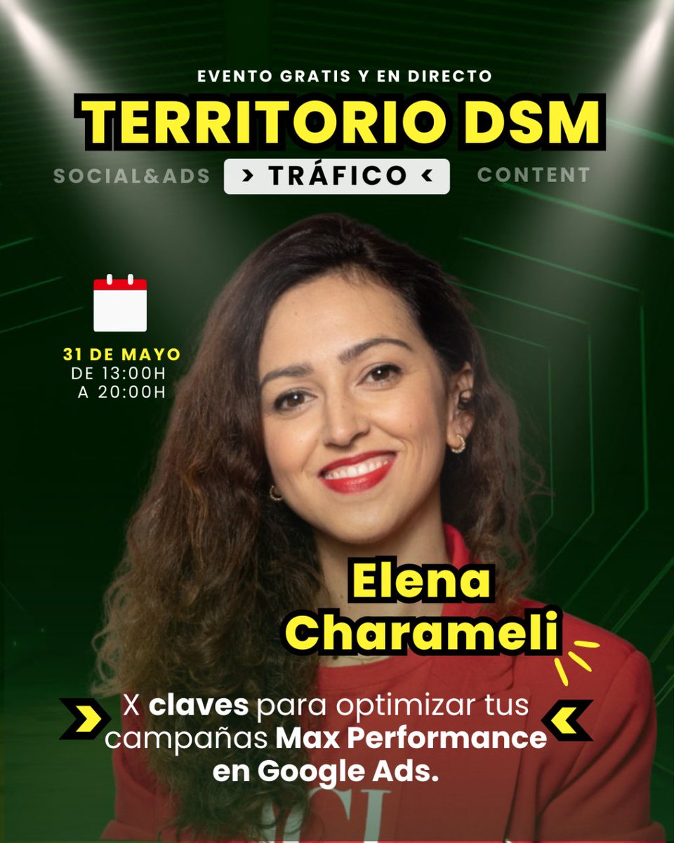 Escuela Marketing and Web 🎓 (@escuelamktweb) on Twitter photo Vamos con Elena Charameli <a href="/e_charameli/">Elena Charameli</a> y su ponencia sobre:
Claves para optimizar tus campañas Max Performance en Google Ads.
Venga que ya estamos en la recta final del día de hoy. 🙂
#TerritorioDSM Vamos con Elena Charameli <a href="/e_charameli/">Elena Charameli</a> y su ponencia sobre:
Claves para optimizar tus campañas Max Performance en Google Ads.
Venga que ya estamos en la recta final del día de hoy. 🙂
#TerritorioDSM