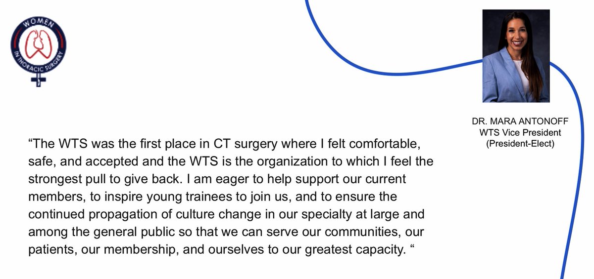 Excited to share this inspiring quote from Dr. Antonoff @maraantonoff about her experience with the WTS!  #womeninthoracicsurgery #ThefaceofCTsurgery #WTS