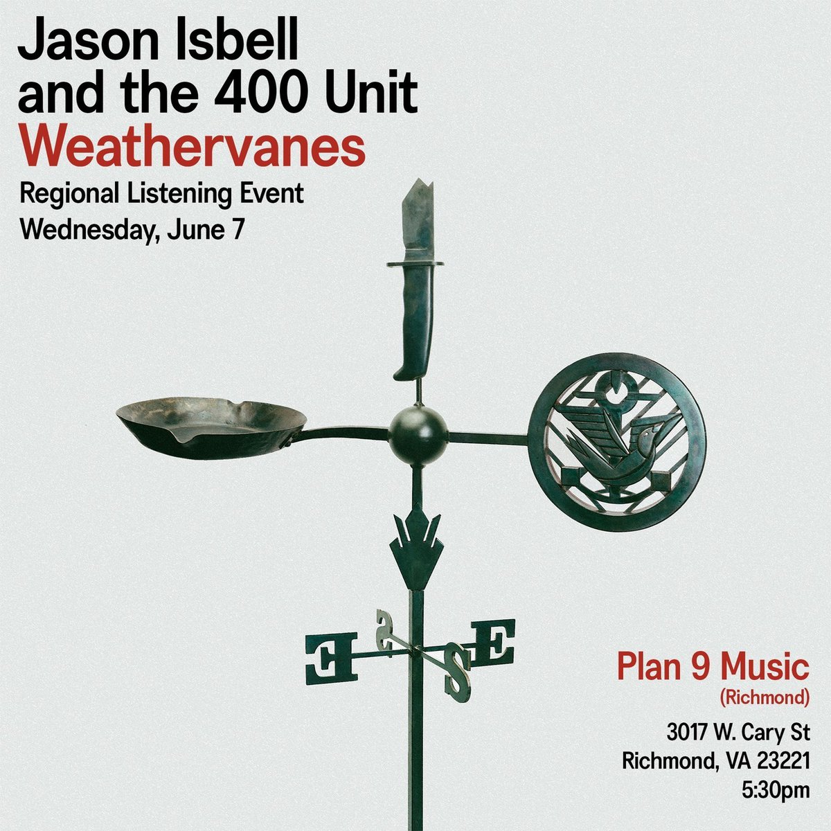 Surprise! Come hang out with us on June 7th to hear @JasonIsbell 's new album, Weathervanes, 2 FULL DAYS before it comes out!