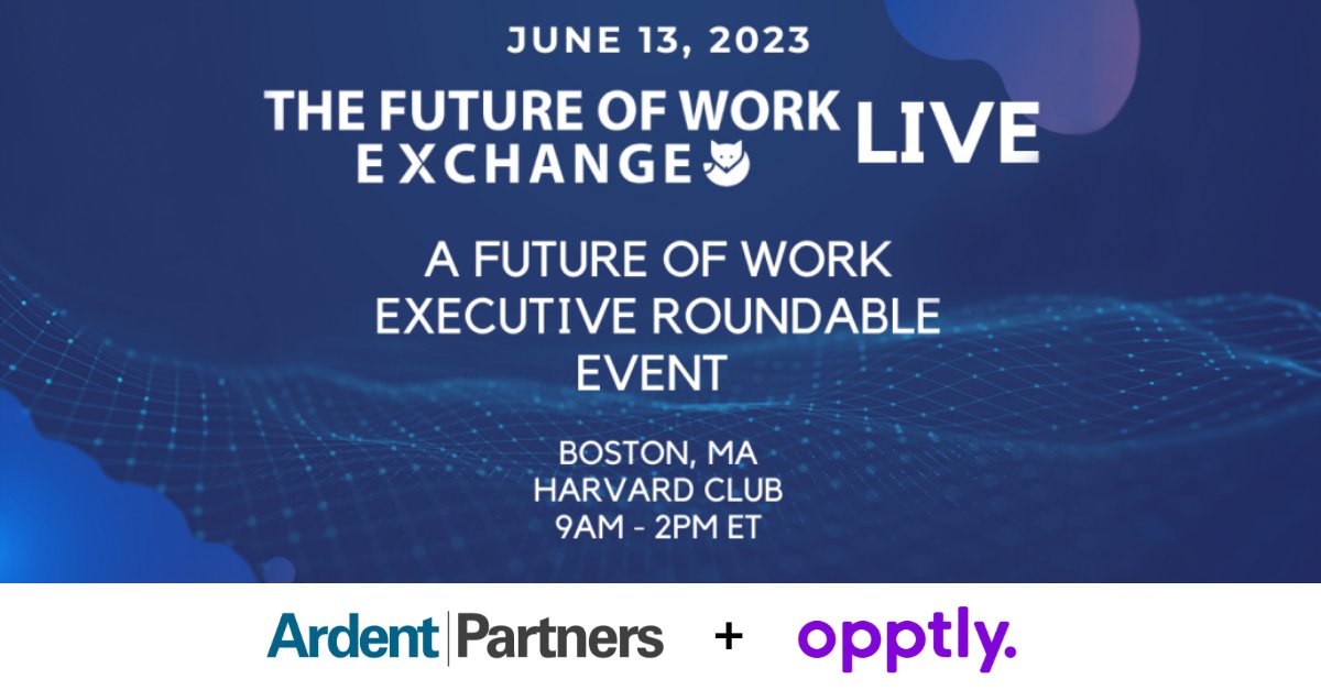 opptly's tweet image. We’re excited to sponsor #FutureofWorkExchange Executive Roundtable with Ardent Partners. Opptly’s CEO, Lori Hock, and Head of Operations, Rebecca Valladares will lead a talk about AI in talent acquisition. Join us!
futureofworkexchange.com/live

#ardentpartners #futureofwork #ai