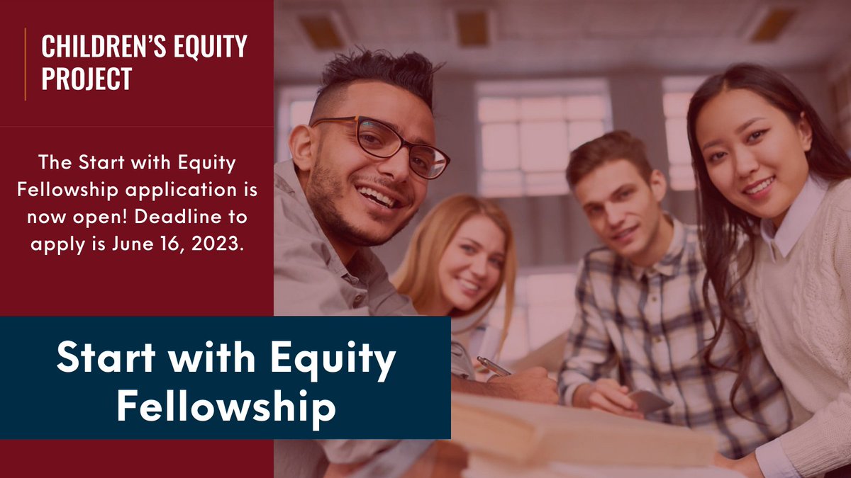ChildrensEquity's tweet image. The CEP's #StartwithEquity #Fellowship application is now available! The deadline to apply is June 16! For more info &amp;amp; how to apply, visit our website here: bit.ly/SWEFellowship

#policy #research #equity #ece #childcare #diversity #inclusion #earlyed #earlylearning