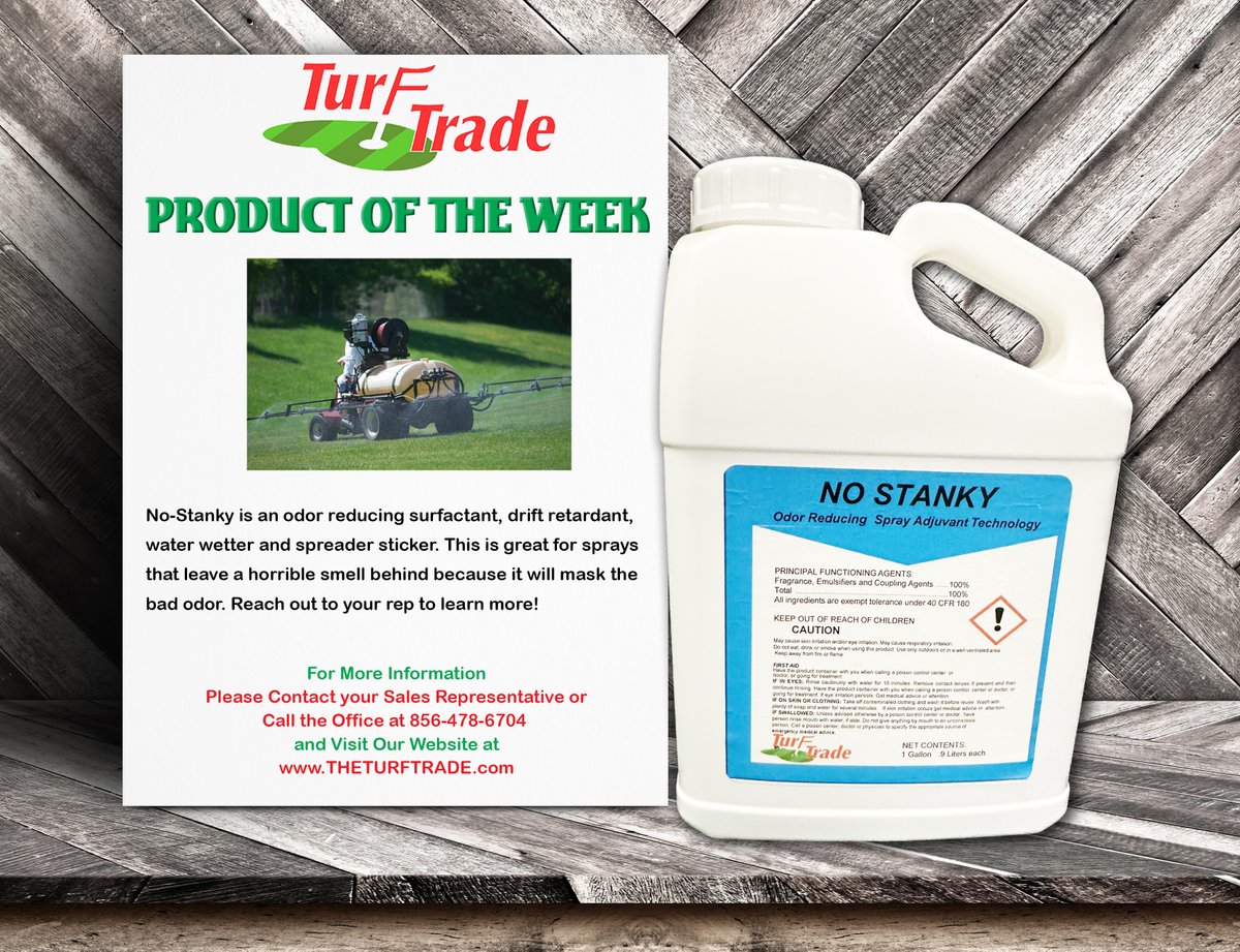TheTurfTrade's tweet photo. No-Stanky is an odor reducing surfactant, drift retardant, water wetter and spreader sticker. This is great for sprays that leave a horrible smell behind because it will mask the bad odor. Contact your rep to learn more 856-478-6704. Visit https://t.co/gyaqgSPRQV #TurfTrade #POTW https://t.co/oyOY84aRQR