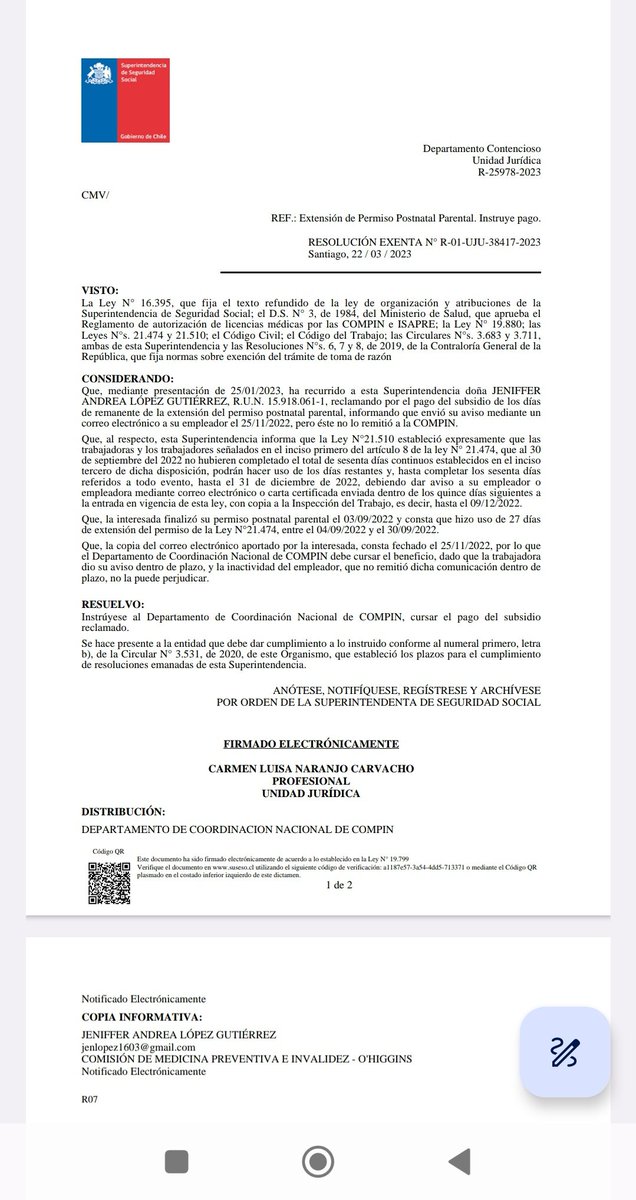 Jeniffer1838954's tweet photo. En resumen la resolución no me sirve y  mi empleadora sigue eludiendo su responsabilidad y mi hija y yo debemos pagar la inoperancia de mi empleadora y del sistema..... https://t.co/7XferWd0Hi