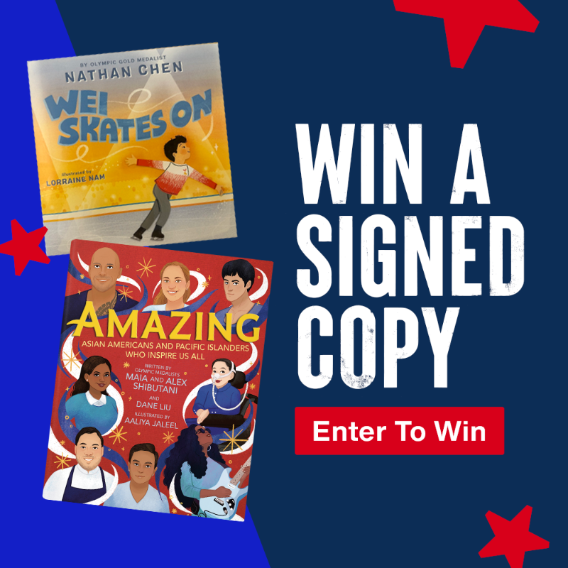 TeamUSA's tweet photo. As #AAPIHeritageMonth comes to a close, enter for a chance to win a signed copy from your favorite figure skating Olympic medalists ✍️ 

📖 "Wei Skates On" by @nathanwchen

📖 "Amazing: Asian Americans and Pacific Islanders Who Inspire Us All" by @MaiaShibutani and @AlexShibutani