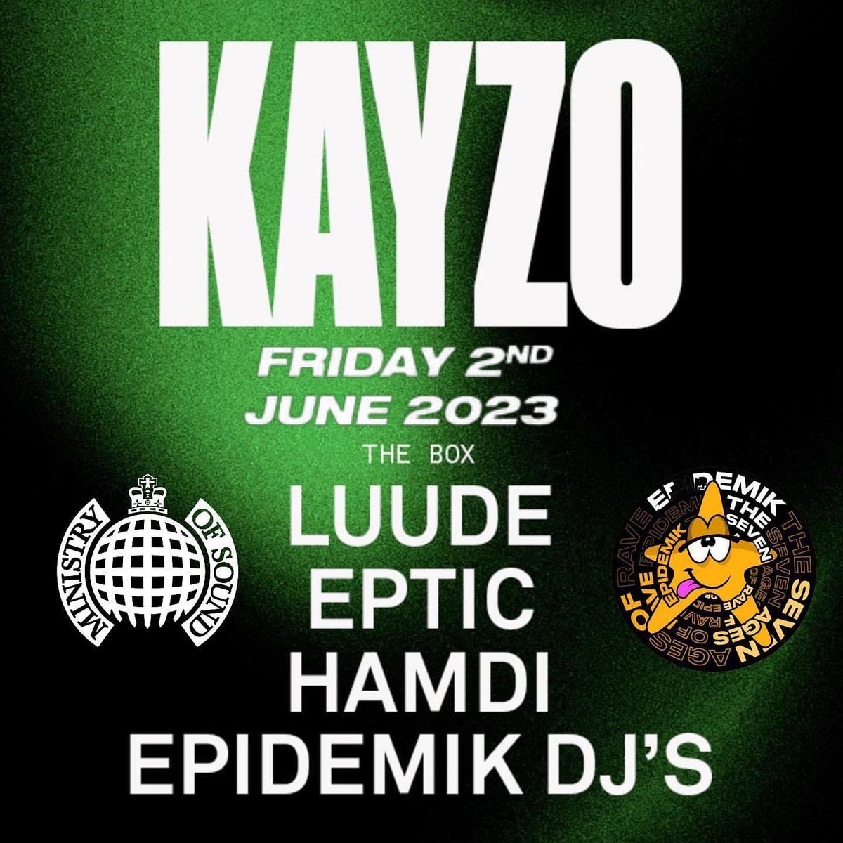 Epidemik (@epidemiklondon) on Twitter photo This Friday 2nd June - catch the epidemik KRU π¬π§ in full force at Ministry Of Sound London - alongside legends :- LUUDE π¦πΊ , KAYZO πΊπΈ, EPTIC π§πͺ & many many more over 3 mighty arenas ..
Tickets π«
tdy.lol/fZqCe
<a href="/ministryofsound/">Ministry of Sound</a> <a href="/RyanSpicerDJ/">Ryan Spicer</a>
<a href="/LouderPosts/">Louder</a> This Friday 2nd June - catch the epidemik KRU π¬π§ in full force at Ministry Of Sound London - alongside legends :- LUUDE π¦πΊ , KAYZO πΊπΈ, EPTIC π§πͺ & many many more over 3 mighty arenas ..
Tickets π«
tdy.lol/fZqCe
<a href="/ministryofsound/">Ministry of Sound</a> <a href="/RyanSpicerDJ/">Ryan Spicer</a>
<a href="/LouderPosts/">Louder</a>