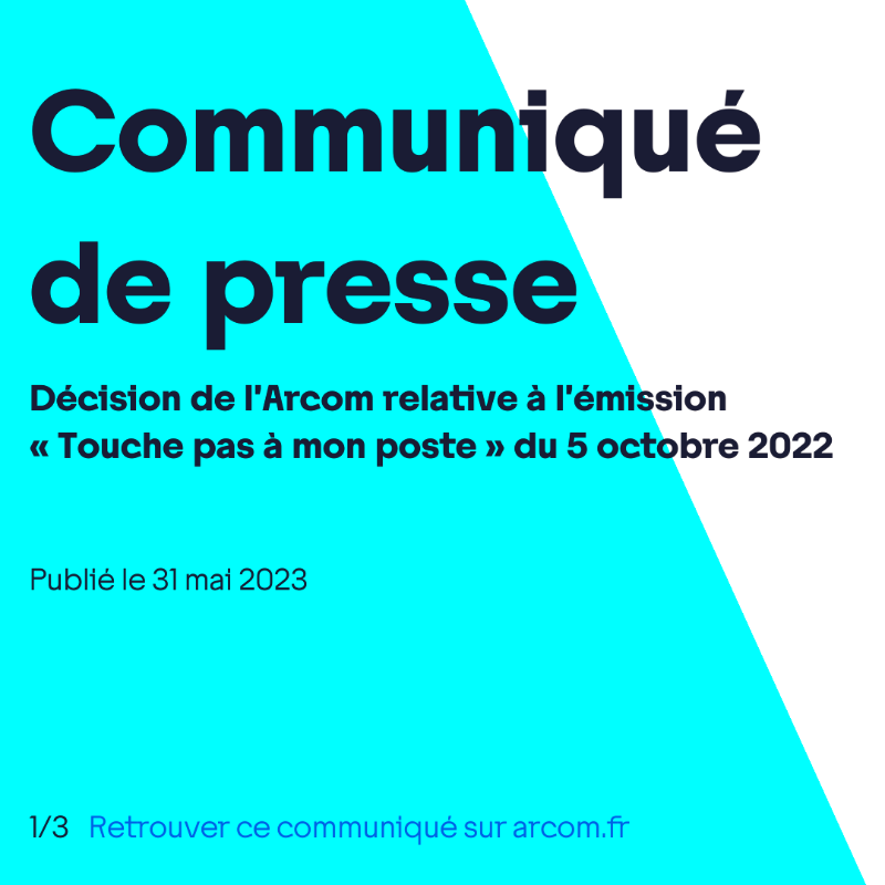 Arcom_fr's tweet photo. 📣 Décision de l’Arcom relative à l’émission « Touche pas à mon poste » du 5 octobre 2022 🔽