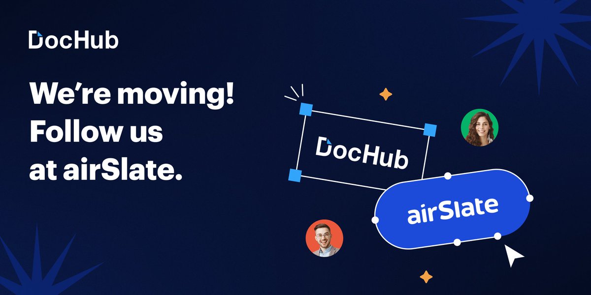 Dochub's tweet image. Big news: we&apos;re moving!🧳

Follow us @airSlate to keep up with #DocHub news, special offers, announcements, events, and everything else you need to know.

⇢ dochub.com/?utm_source=tw…