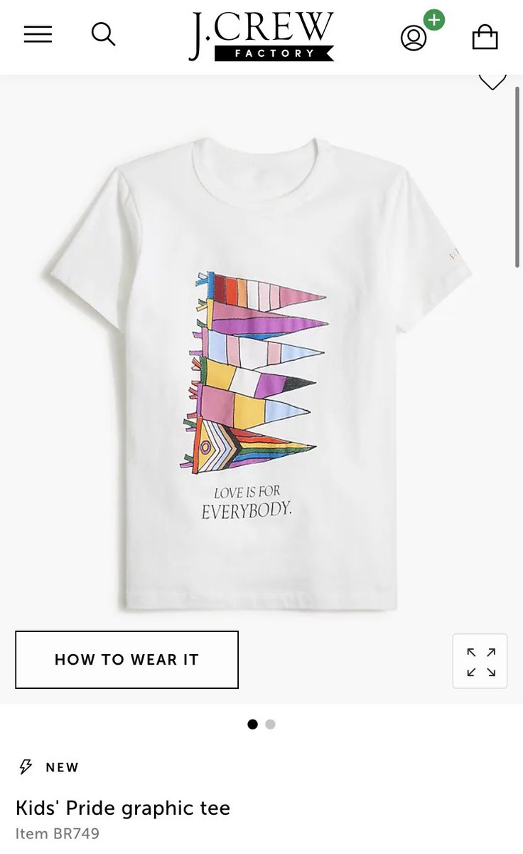 .@jcrew has gone woke. They are now selling pride tshirts with the progress pride flag and trans flag for TODDLERS