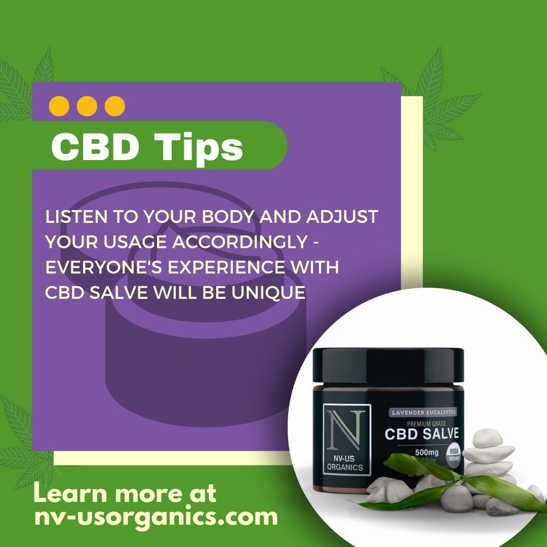 Unleash the potential of CBD salve with a personalized approach to wellness. Tune in to your body's needs and experience the benefits of tailored usage.' #CBDsalve #personalizedwellness #unleashyourpotential