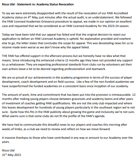 ‼️Announcement‼️

Please see our statement regarding the revocation of @RiscaAcademy status. For our own good, at this time we have no further comment to make.  
#cuckoos