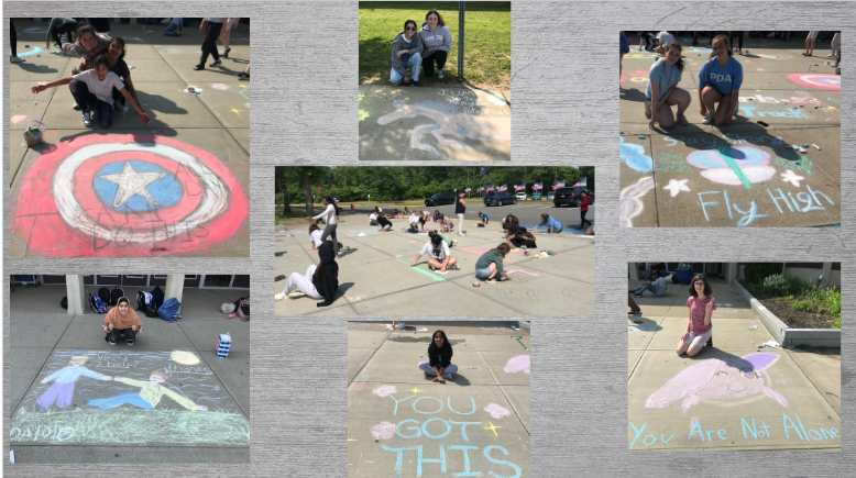 GHMSFCCLA's tweet photo. Last week we held our 6th Annual Chalk the Walk and it was the biggest one yet! Thankfully there has been no rain and our designs are still present at the entryway to school! @SCSD_GMS https://t.co/TiH7OWgjdv