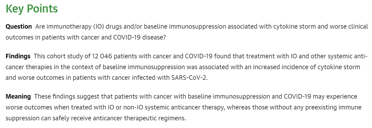 Interplay of Immunosuppression and Immunotherapy Among Patients With Cancer and COVID-19 [Nov 3, 2022] @ZiadBakouny et al. @DrChoueiri @TMWiseDraper @COVID19nCCC @JAMAOnc jamanetwork.com/journals/jamao… #COVID19nCancer #CCC19 #IDonc #ImmunoOnc #NCT04354701