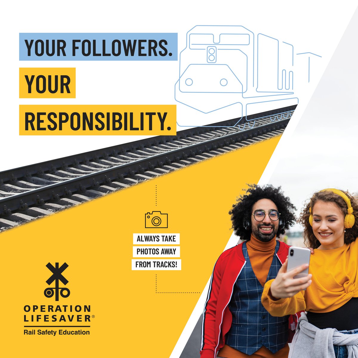 Your followers are your responsibility. Stay off. Stay away. Stay safe! 
#RailSafety
#SeeTracksThinkTrain
#NationalPhotographyMonth