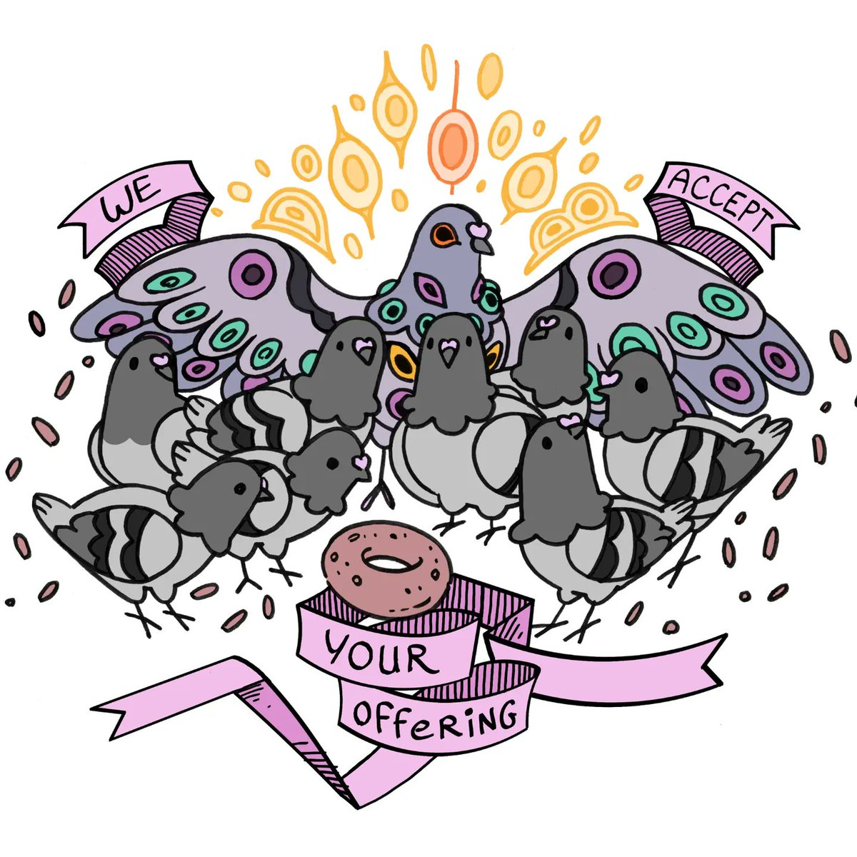 「Check out my ANGELIC PIGEON PLUSH on Mak」|Isa // Lord of Crows, Owner of Blåhajsのイラスト