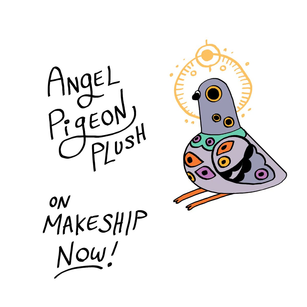 「Check out my ANGELIC PIGEON PLUSH on Mak」|Isa // Lord of Crows, Owner of Blåhajsのイラスト