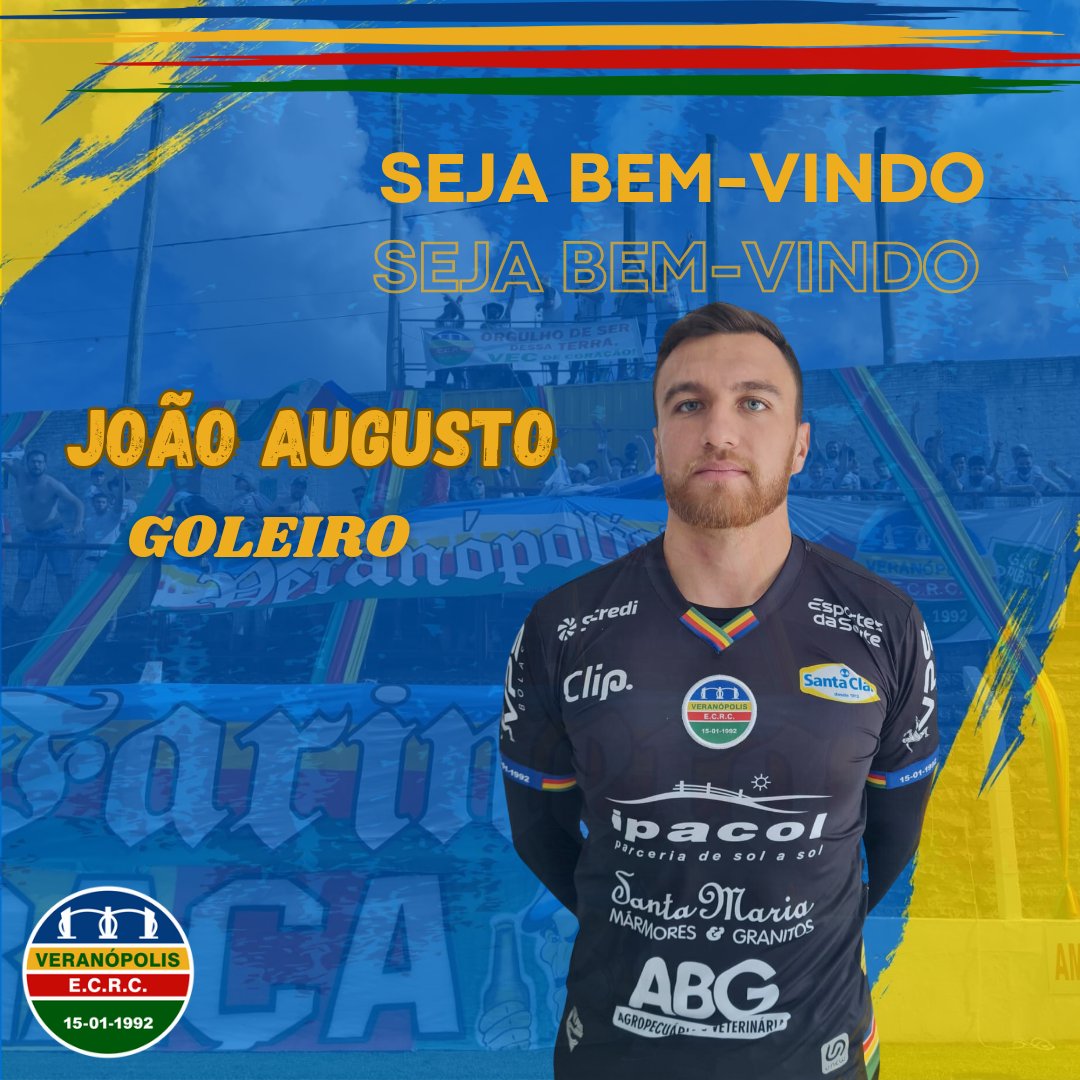 VeranopolisECRC's tweet photo. Tem reforço no Pentacolor! 
João Augusto Rodrigues dos Santos, é goleiro, tem 22 anos, natural de Capinzal (SC), e tem passagens por São Luiz e Elite do RS e Nova Mutum-MT. Seu último clube foi o Pelotas.
Seja bem-vindo ao VEC João Augusto!🇲🇺 https://t.co/UZYvN2a2YC