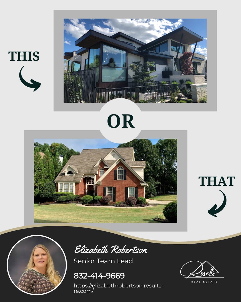 If you could choose between the two types of home styles, what would it be? Modern or traditional?

#thisorthat #modernhome #traditionalhome #homedesigns #homeaesthetic #qanda #wouldyourather #realestate