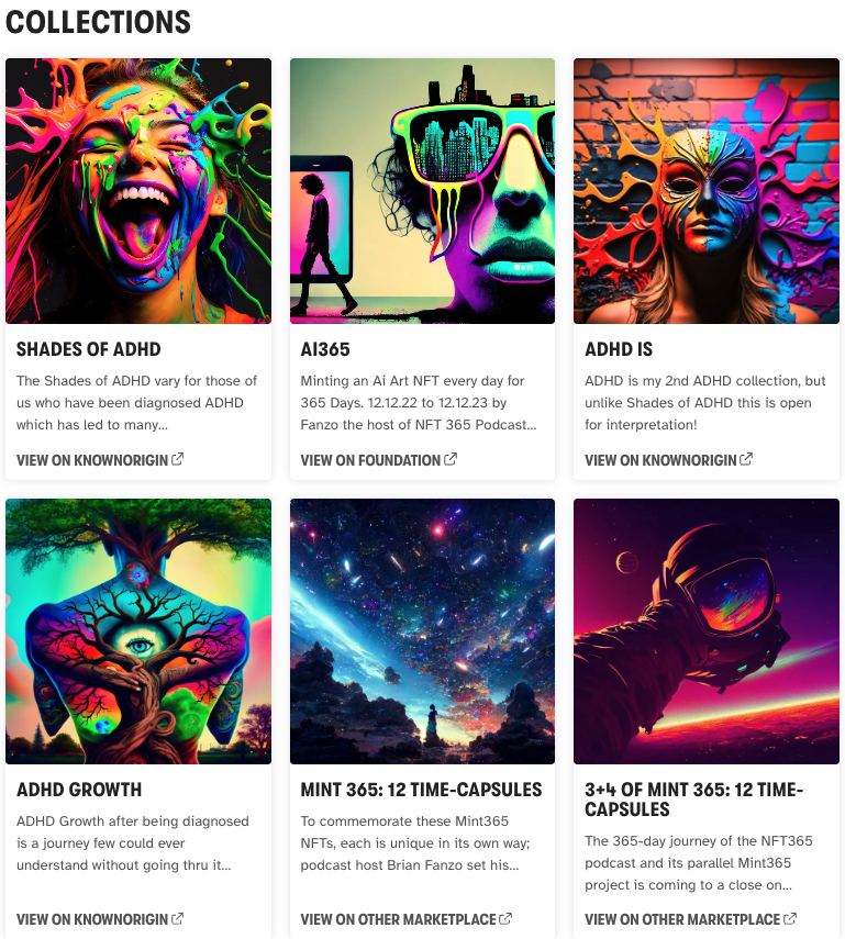 iSocialFanz's tweet photo. What a ride it's been as an #AIartist over this last year!
1st Collection on @NiftyGateway https://t.co/MLiuw7TL1v
#ShadoesofADHD & #ADHDis collections on @KnownOrigin_io https://t.co/mfHT3Vj5DQ
#Ai365 on @Foundation https://t.co/2lK0CC4vzq
Adding new Art always!! https://t.co/CfOeT54xre