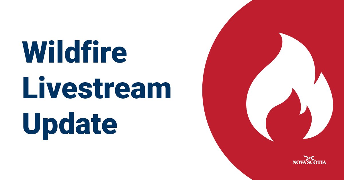 Livestream: Premier Tim Houston will speak to media about the wildfires today at 3 p.m. He will be joined by representatives from @hfxgov, @RedCrossCanada, @NS_DNRR, @RCMPNS, and @EnvironmentCA. You can watch on Facebook and YouTube (NSGov).