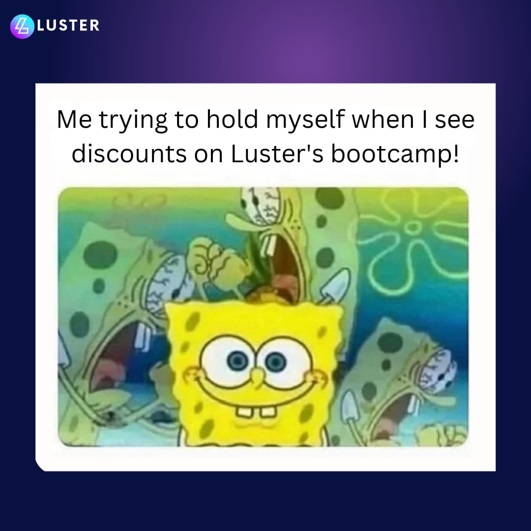 When you spot an amazing offer on Luster and your excitement level reaches the moon!

#Web3 #bootcamp #web3education