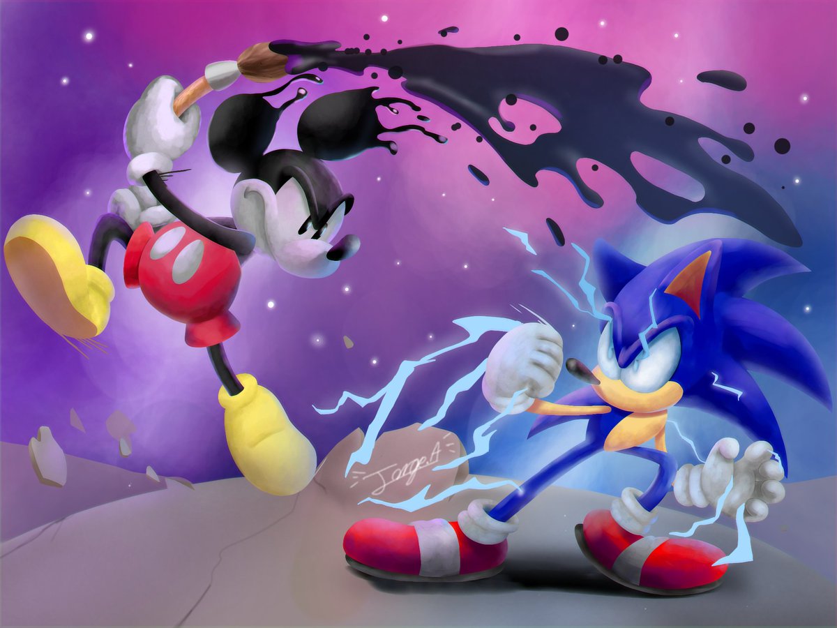 'The illusion of danger'
#Mickeymouse #SonicTheHedgehog #cartoon #Disney #Sega #fanart