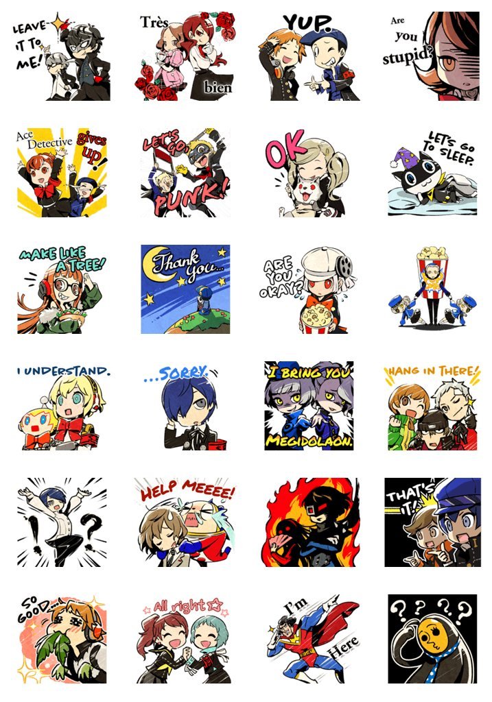 Official Persona Q2 stickers released by Atlus on PQ2's launch!