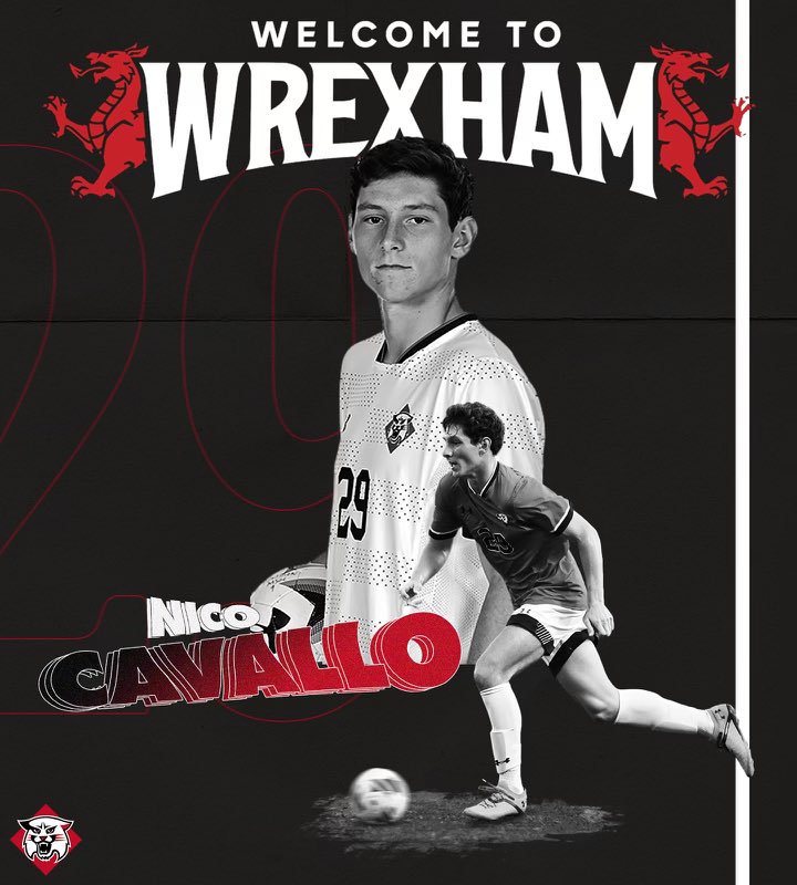 DavidsonMSoccer's tweet photo. Welcome to Wrexham Nico! Our Senior Captain gets set to take on the @tst7v7 tournament this weekend with @Wrexham_AFC ! First Kick tomorrow at 1:30 vs. Cesc Fabregas’s Como Football. All matches will be streamed on Peacock so make sure to tune in! https://t.co/Y3rjxhn0Wn