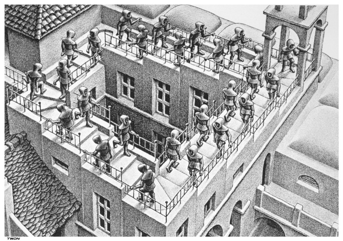 Ivan_Jumbo_UTE's tweet photo. Esta obra tiene mucha ambigüedad, ya que al tratar de entenderla regresa a un punto de partida donde se observan más detalles y confunde más, lo impactante es que los individuos suben y bajan escaleras en el mismo piso y no llegan a ningún destino.
#UTECIVIL https://t.co/sGU9aDWHLj
