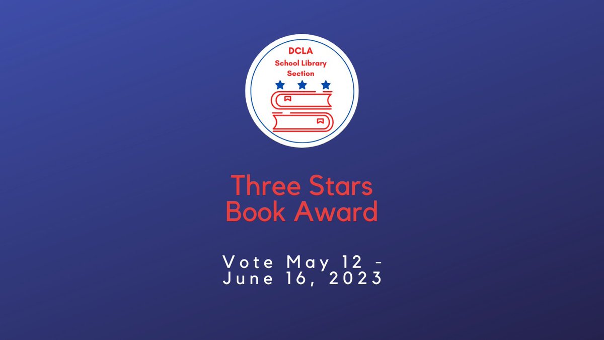 Vote by June 16th! Email contactdclasls@gmail.com for bulk votes. #DCReads #DCReads @DCLALibrarians Picture Books: tinyurl.com/3StarsPB23 Upper ES: tinyurl.com/3StarsES23 Middle School: tinyurl.com/3StarsMS23 High School: tinyurl.com/3StarsHS23