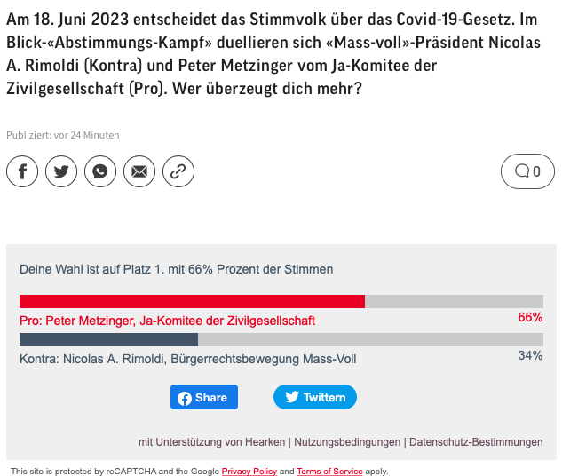 #Covid19Gesetz JA am 18. Juni 2023

Abstimmen kann man hier. 
Platz eins bekommt ein Print-Blick Inserat geschenkt! 
Danke an @petermetzinger 

blick.ch/politik/abstim…