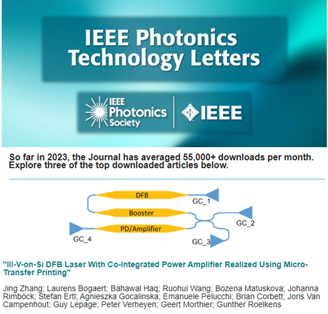 Check out our very own Brian Corbett and Emanuele Pelucchi IEEE paper which is currently in the top 3 downloaded in IEEE Photonics Technology letters this year. Link to the paper - lnkd.in/d5XSzMxg #photonics #technology @scienceirel @TyndallInstitut @IEEEPhotonics