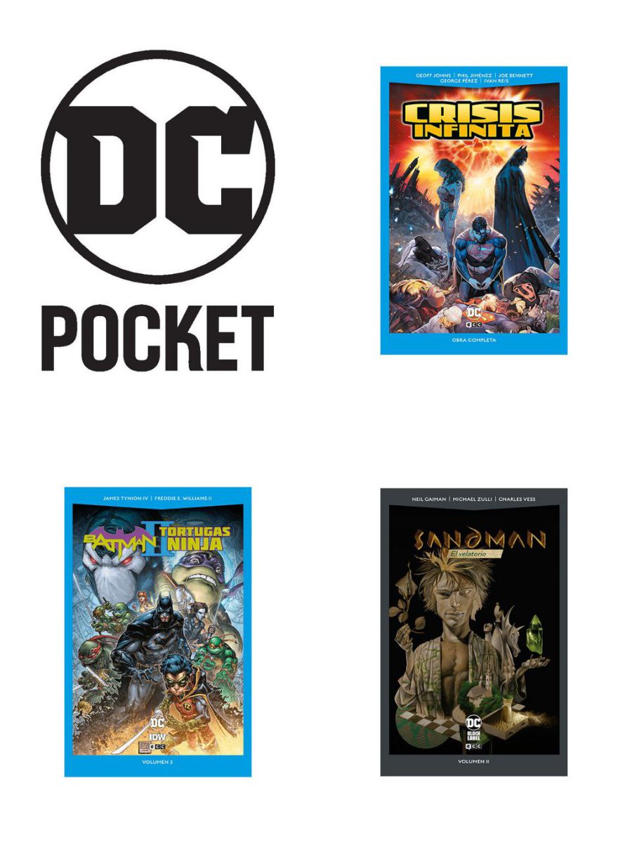 eccediciones's tweet photo. ¡#DCPocket en #ECCJunio!
➡️#CrisisInfinita - A la venta el 07/06.
➡️#Batman/#TortugasNinja 2 - A la venta el 13/06.
➡️#Sandman 11: El velatorio - A la venta el 13/06.
https://t.co/KZbRPWfrg6 https://t.co/dkKLKiZgpa