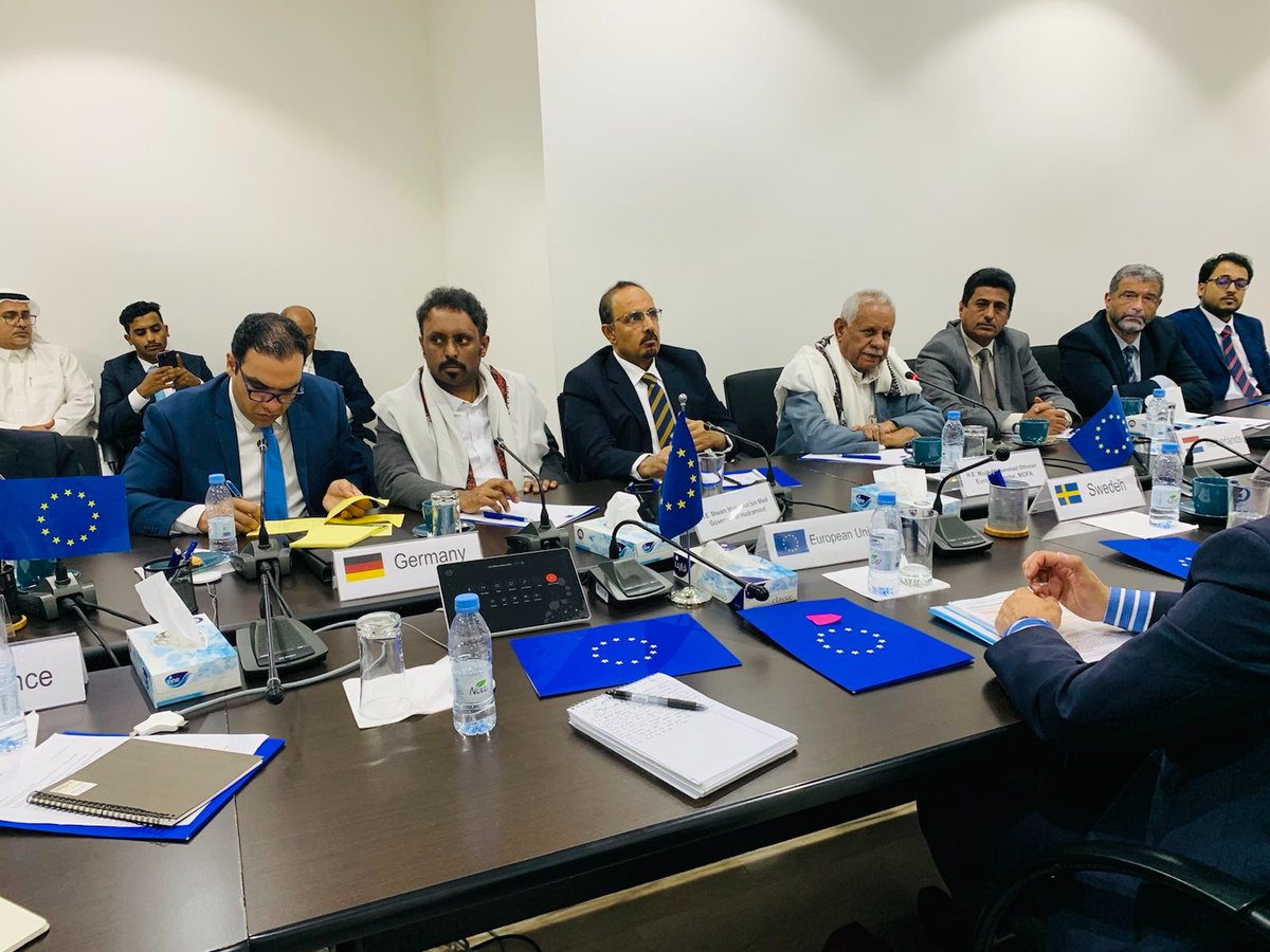 EU Ambassadors to #Yemen had a very good exchange today with the Governor of Hadhramout Mabkhout bin Madhi and several representatives from the region who stressed Hadhrami strong identity &amp; voice in Yemen.  (1/2)
