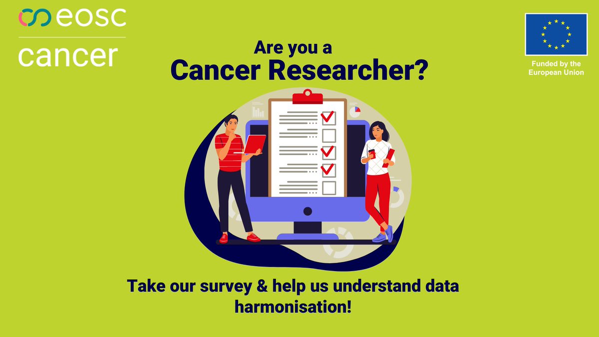 EOSC4Cancer's tweet photo. 📢 Attention, cancer researchers! 🧬🔬 Your insights are crucial in uncovering the latest advancements in cancer data harmonization. 🌐 Help us by taking part in the EOSC4Cancer survey. 🗓️ Don't miss out! The survey ends on May 31st. https://t.co/NNfLXchttg #EOSC4cancer https://t.co/2OiJfrad7e