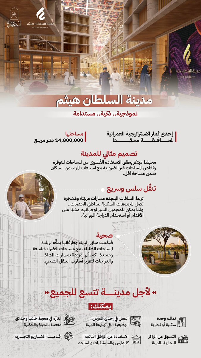 dr_mohd_ibrahim's tweet photo. وتتوالى صروح النهضة المتجددة بتدشين #السلطان_هيثم_بن_طارق اليوم #مدينة_السلطان_هيثم، المدينة الذكية المستقبلية المتكاملة الخدمات بولاية السيب. https://t.co/5yHvPYHBrZ