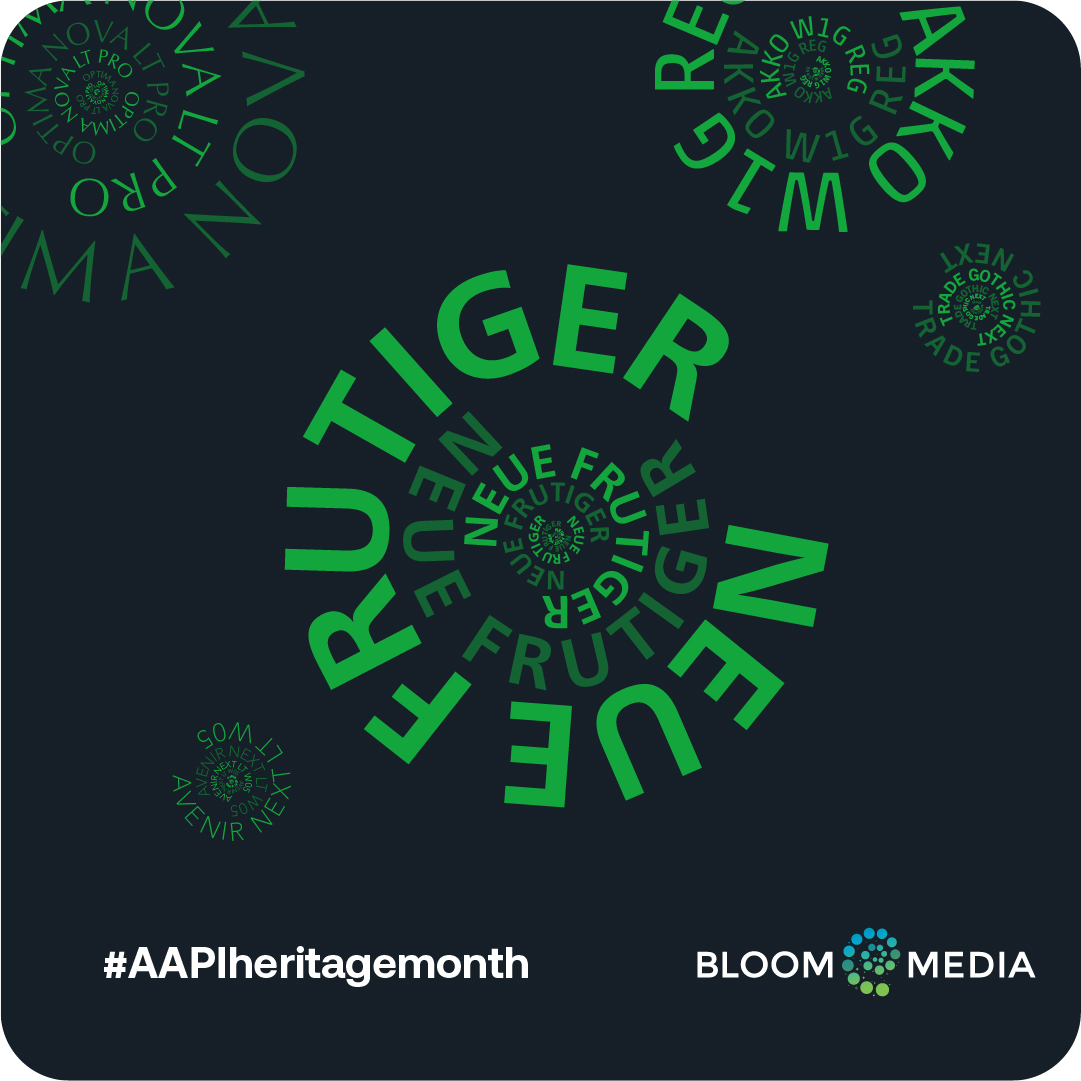 bloommedia's tweet photo. This #AAPIheritagemonth Bloom celebrates award-winning #typeface #designer #AkiraKobayashi who designed 50 + font families we ♥️! We thank you and all of the #AsianAmericans &amp; #PacificIslanderAmericans for your contributions to the history, culture, and achievements of the US. https://t.co/hWmxnMsOc8