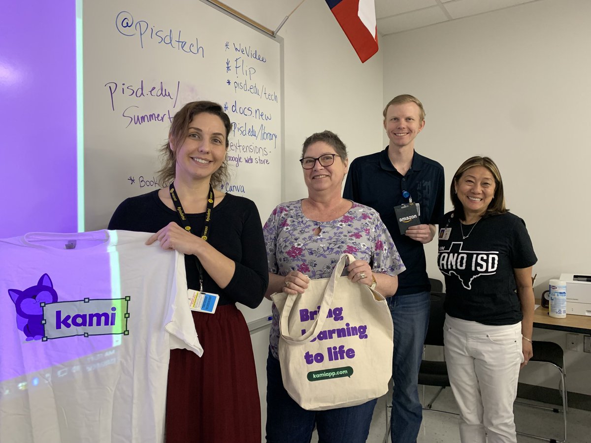 Door prize winners from ⁦@WeAreCarpenter⁩ and ⁦@RiceMSRavens⁩ at our #pisdETSI session at #pisdinspire Thank you ⁦@KamiApp⁩ for the Goodies!  #BelievePlanoISD #poweredbylearning