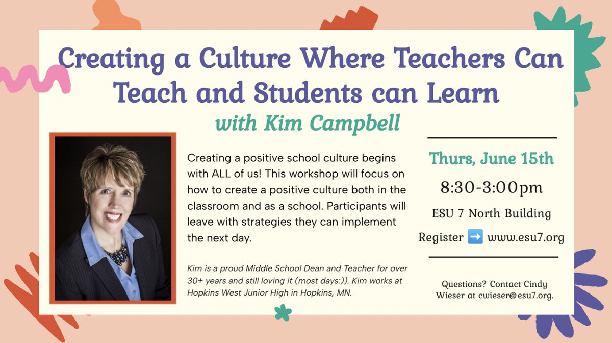 brooke_kavan's tweet photo. 📚EDUCATORS📚 Want to change your life &amp; your classroom?!? Of course you do! This training will help you do it!!! Come learn from @KimCamp4Kids alongside us at @ESU7_NE on June 15th! Register here: https://t.co/wL53ZZgRsA https://t.co/fwVkfgtcuF