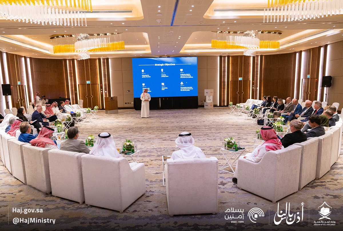 asmashat's tweet photo. As part of the Jusoor initiative from @MoHU_En

We met today the EU Ambassadors, and we had a fruitful discussion about the facilitation provided by the Kingdom to facilitate the Hajj journey for European pilgrims

#Makkah_and_Madinah_Eagerly_Await_You https://t.co/ekIdNyl75P