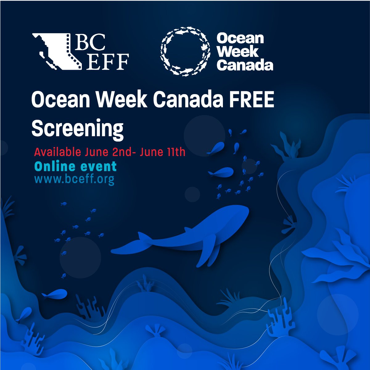 BCEFilmFestival's tweet photo. 🌊Immerse yourself in mesmerizing #aquatic-themed #films, igniting understanding and admiration for our precious #oceans. Watch from home at your convenience. Don't miss out! Visit https://t.co/HhCWKBNlca for more info and to secure your seat. 🎥🌟 #OceanWeekCanada #VirtualFilms https://t.co/DTSQBnx0nv
