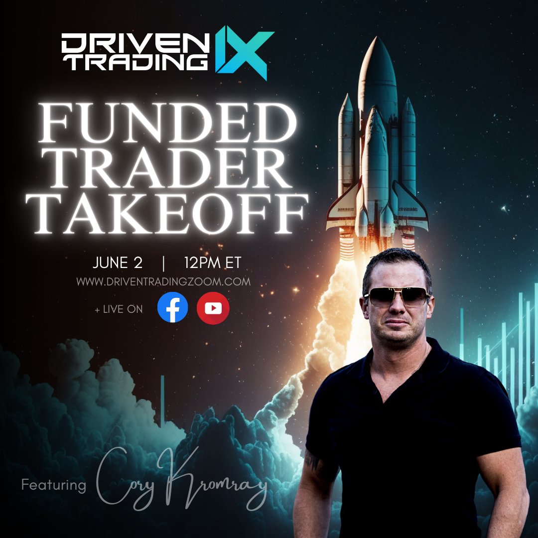 drivenuniverse's tweet image. For anyone looking for more education and training on how to become a funded trader, don't miss founder of DRIVEN Trading and VP of Global Trading Cory Kromray  this Friday June 2nd with important announcements and opportunities to help you take the next step with your trading.