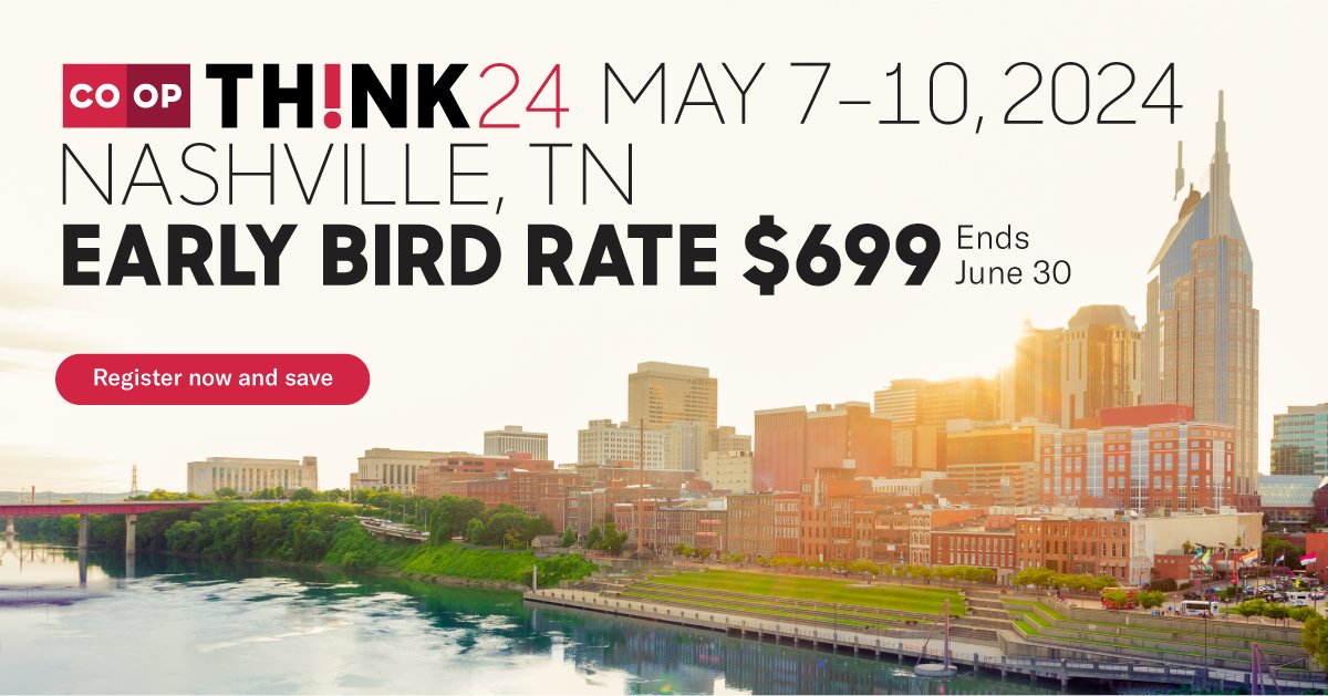 See y’all in Nashville! 🤠 We are excited to announce that THINK 24 will be in Nashville May 7-10, 2024.   Register today for the Early Bird rate of $699, available only for a limited time! web.cvent.com/event/040eed56…