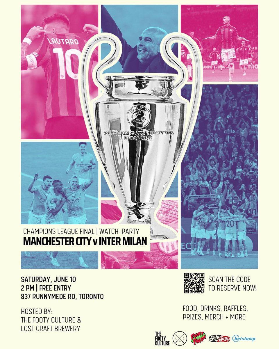 🚨 TORONTO 🚨

Join us at <a href="/LostCraftBeer/">Lost Craft</a> for our 2023 UCL FINAL Viewing Party ⚽️🍺

Food, drinks, exclusive merch, prizes + MORE!

Reserve your spot FREE Now: eventbrite.ca/e/champions-le…