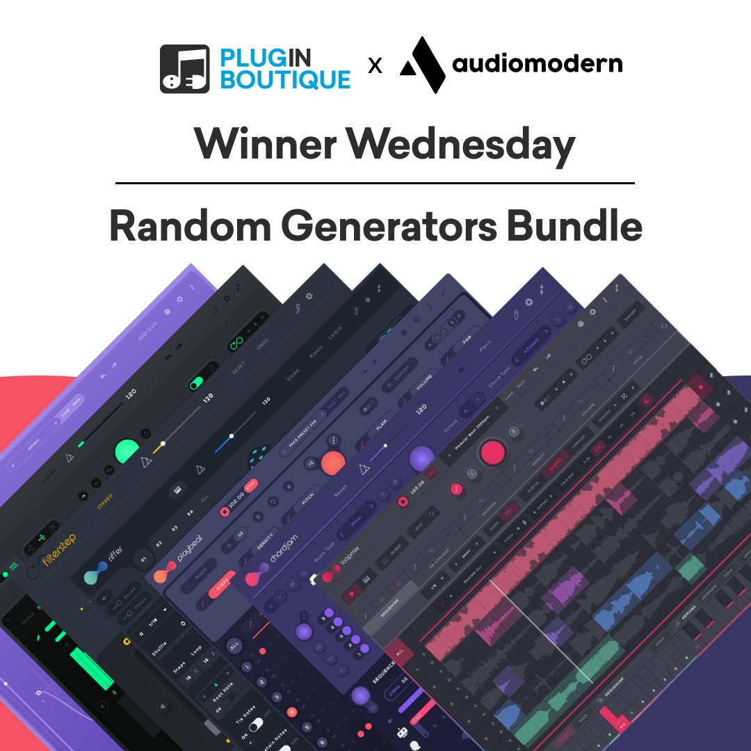 PluginBoutique's tweet image. We have partnered up with @Audiomodern to giveaway a copy of their Random Generators Bundle!😱 🎉
​
To enter, simply follow us - 
@PluginBoutique

 &amp;amp; retweet this tweet!
​
​The winners will be announced next Wednesday.
