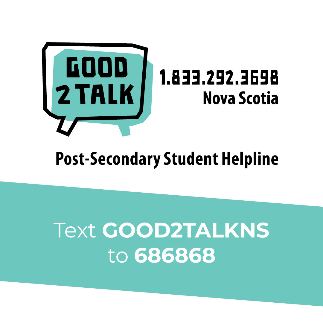 Your mental health matters. Contact a crisis responder, for free, anytime:
-Kids Help Phone for young people
-Crisis Text Line for adults
-Good2Talk for students
-Frontline workers text 741741
Call 1-888-429-8167 in a mental health crisis.
For more: novascotia.ca/mental-health-…