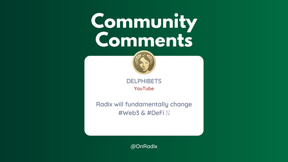 Radix: reshaping the DeFi landscape one groundbreaking innovation at a time! 🌍🚀💡

Check out what @delphibets had to say in the YouTube comments of RadFi (link in comments) 👀