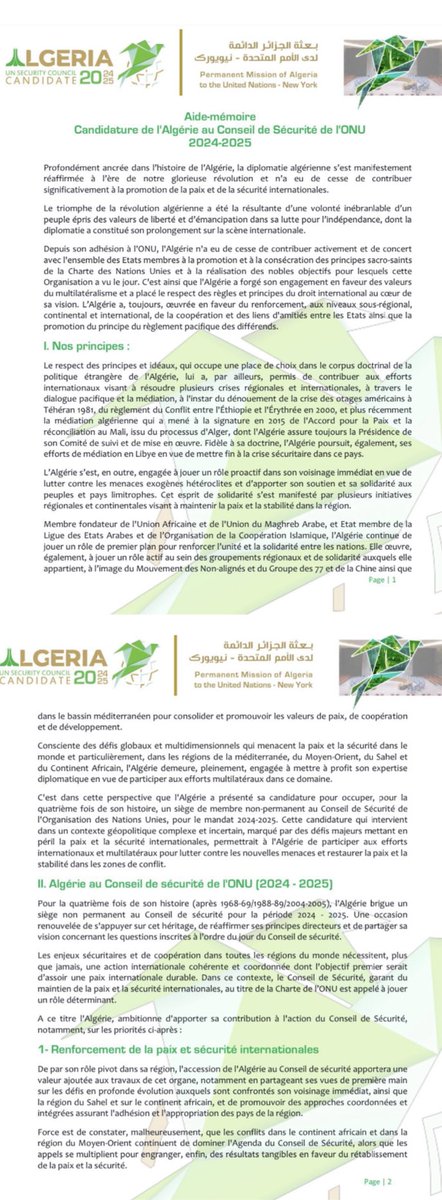 LitimMehdi's tweet photo. 🌍 Fier engagement 🇩🇿 envers Paix et Sécurité mondiales 🤝 candidature au Conseil de sécurité de @UN pour 2024-2025. 

Membre actif de la communauté internationale, 🇩🇿 déterminée à promouvoir dialogue et coopération pour un monde plus sûr et juste. https://t.co/C64nSEMSPK