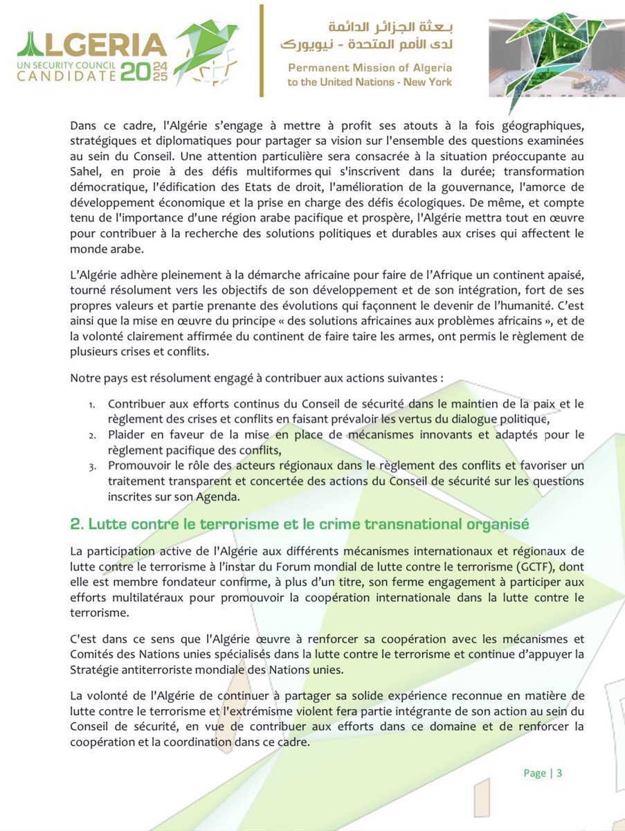 LitimMehdi's tweet photo. 🌍 Fier engagement 🇩🇿 envers Paix et Sécurité mondiales 🤝 candidature au Conseil de sécurité de @UN pour 2024-2025. 

Membre actif de la communauté internationale, 🇩🇿 déterminée à promouvoir dialogue et coopération pour un monde plus sûr et juste. https://t.co/C64nSEMSPK